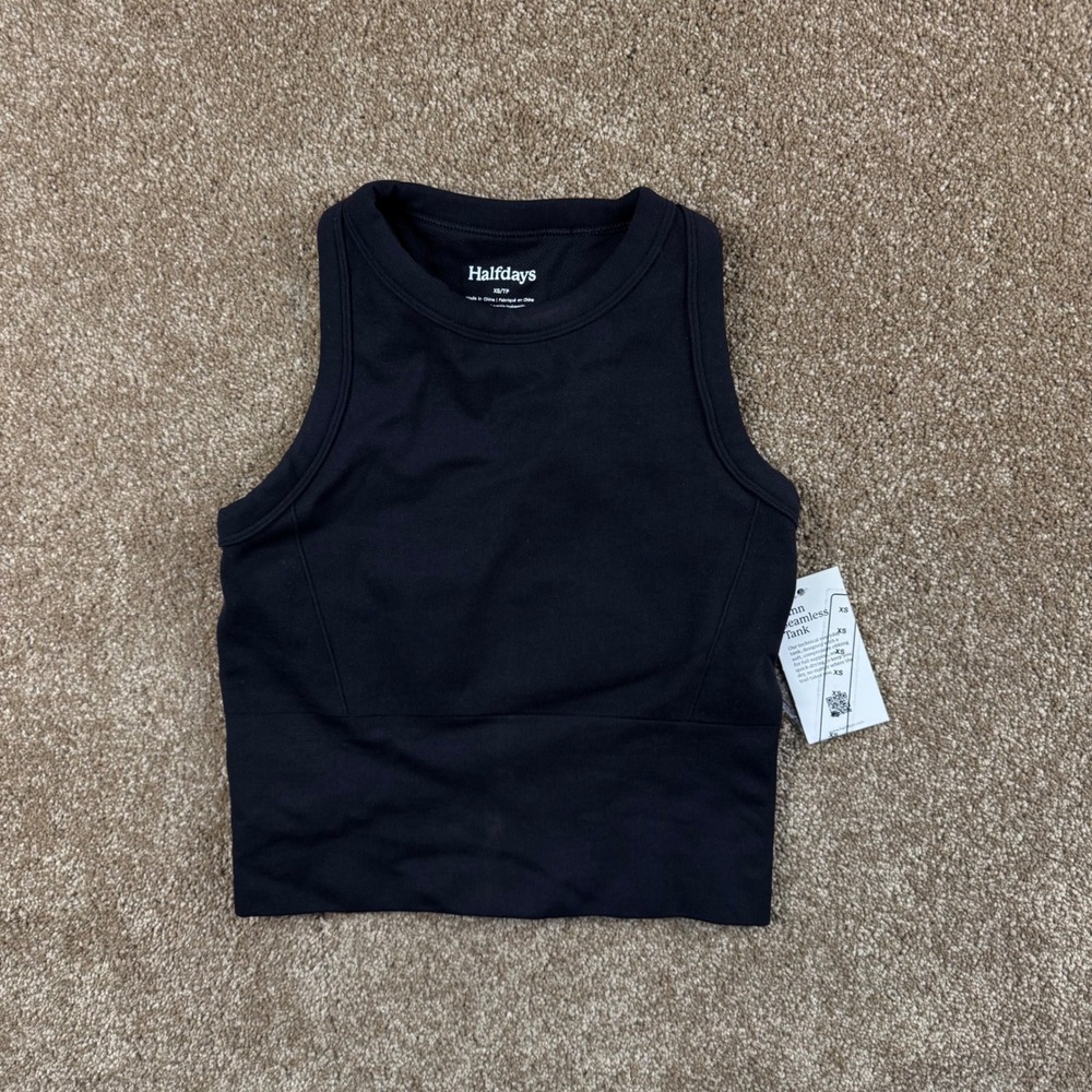 Halfdays Sunn Seamless Tank Black XS Technical Compressive Ribbed 1KT0810-W3020